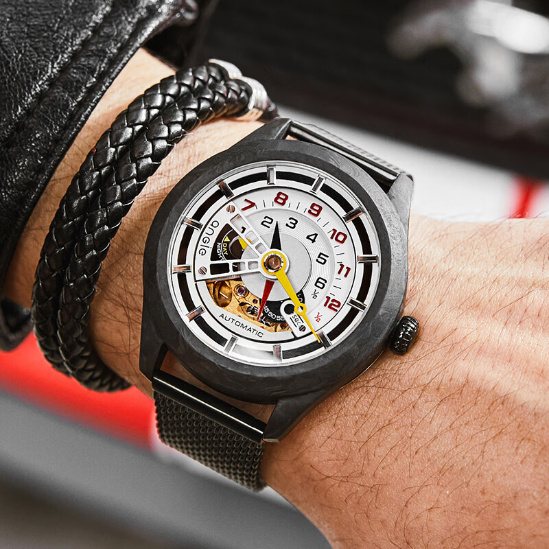 angie亨积新款手表男士镂空全自动机械表时尚年轻个性潮流元素学生