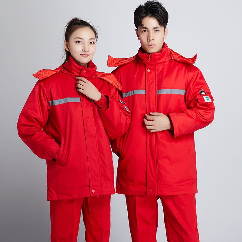 中石化加油站工作服棉衣棉裤男女冬装长袖连帽棉袄中国石油防静电工装