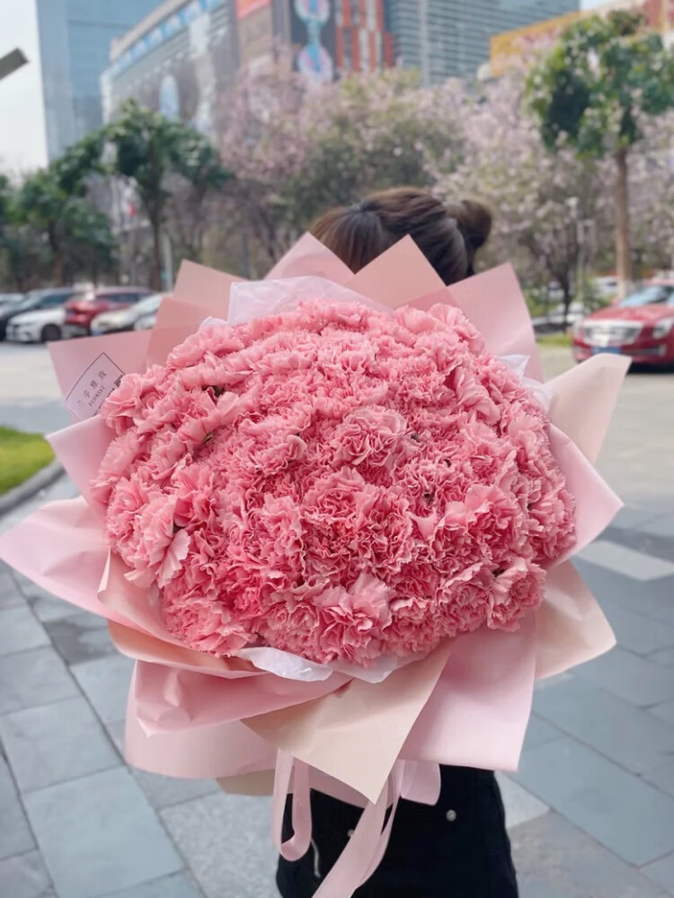 99朵母节加妈妈生日康乃馨玫瑰混搭花束鲜花速递同城配加北京 99朵