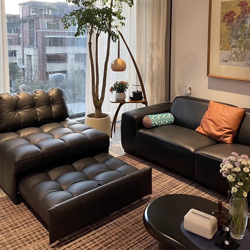 鼎禾泡芙折叠沙发床单双人两用2026新款小户型客厅休闲坐卧伸缩床 【米白色】1.2米沙发床 猫抓皮【顺丰送货上门】