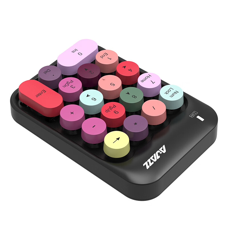 黑爵（AJAZZ）AK18 电脑2.4G无线巧克力圆形键帽无线迷你数字盘小键盘 笔记本usb财务会计 混彩斑斓黑