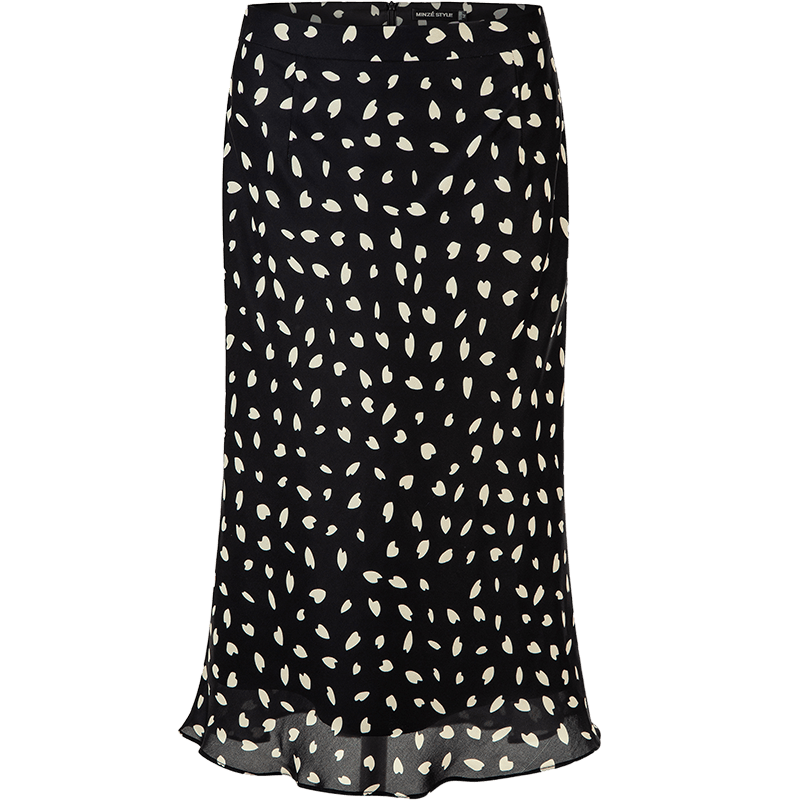 名師路雪紡魚(yú)尾半身裙春秋裝新款氣質(zhì)簡(jiǎn)約印花裙子女士包臀裙 黑色88 M