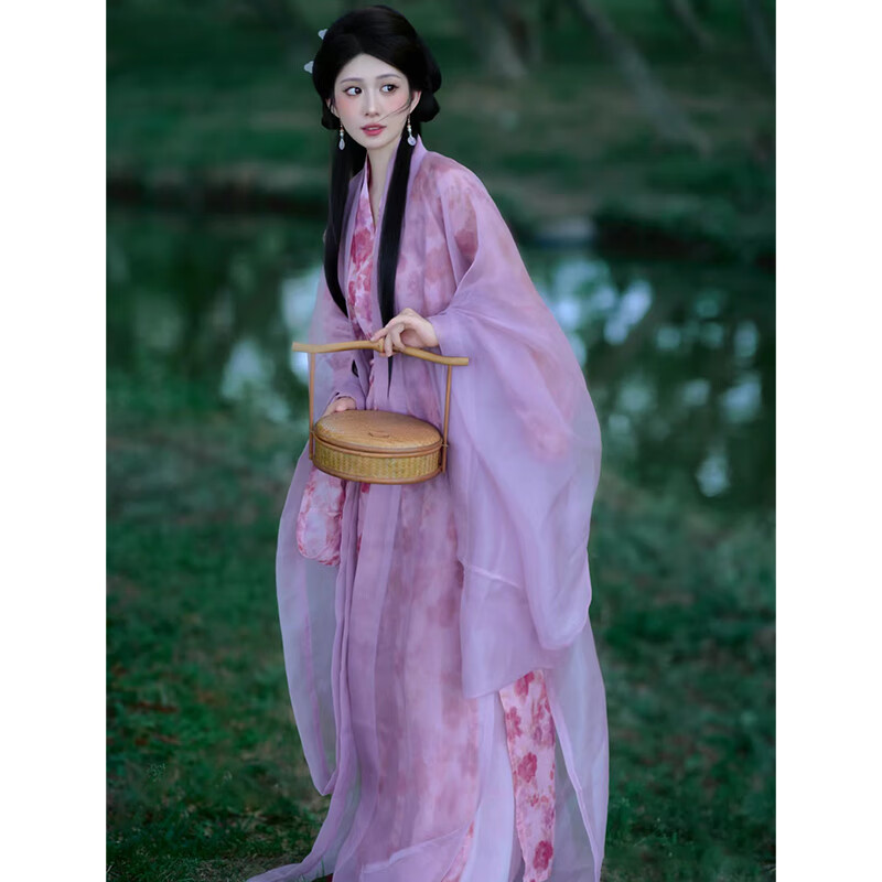 阙珞磐绝美紫色汉服女2024新款古装襦裙交领直裾古风成人女款魏晋南北