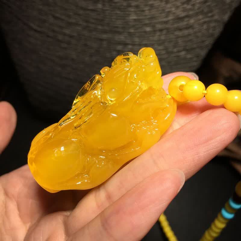 碧家 蜜蜡吊坠鸡油黄貔貅波罗地海毛衣项链挂件长款男女 款貔貅吊坠