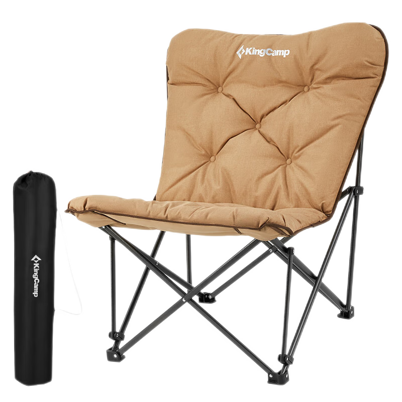 KingCamp户外折叠椅露营椅子便携蝴蝶椅休闲家用躺椅阳台懒人沙发可拆卸 黑灰色