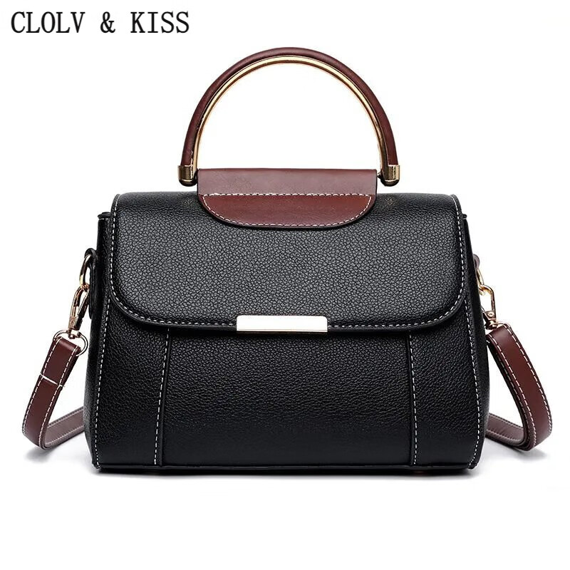clolv kiss2024新款大容量女包单肩斜挎包感时尚百搭气质手提妈妈包 幕黑色