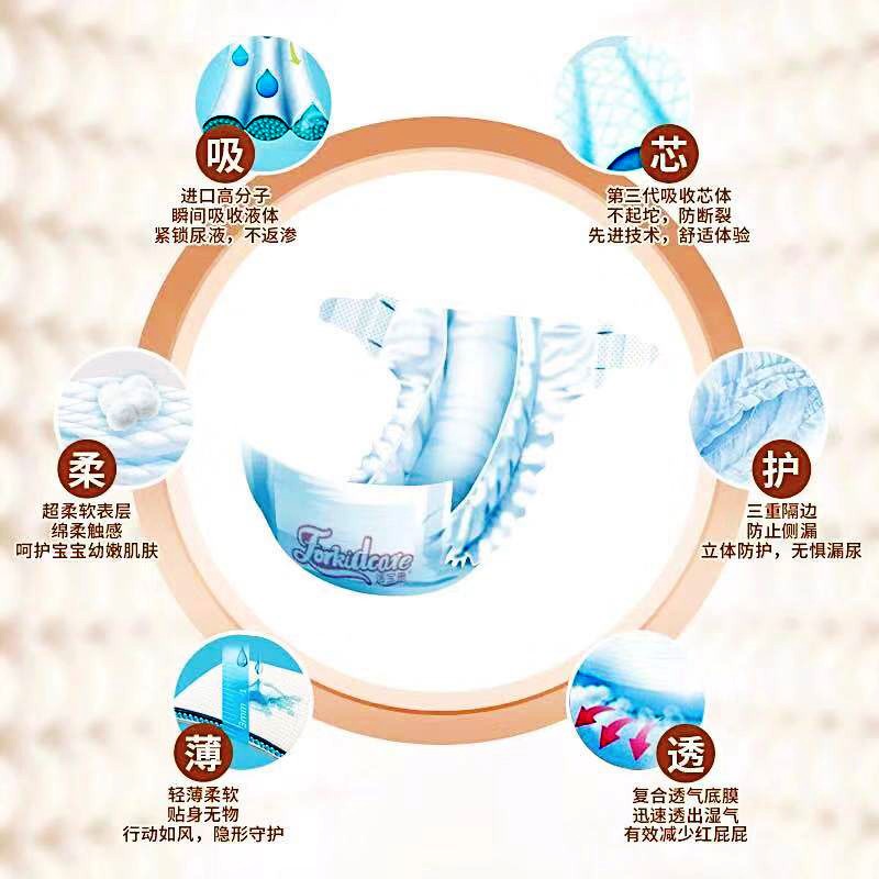 适宝康·Forkidcare丝薄柔呵纸尿裤NB58片婴儿尿不湿尿裤超薄透气干爽
