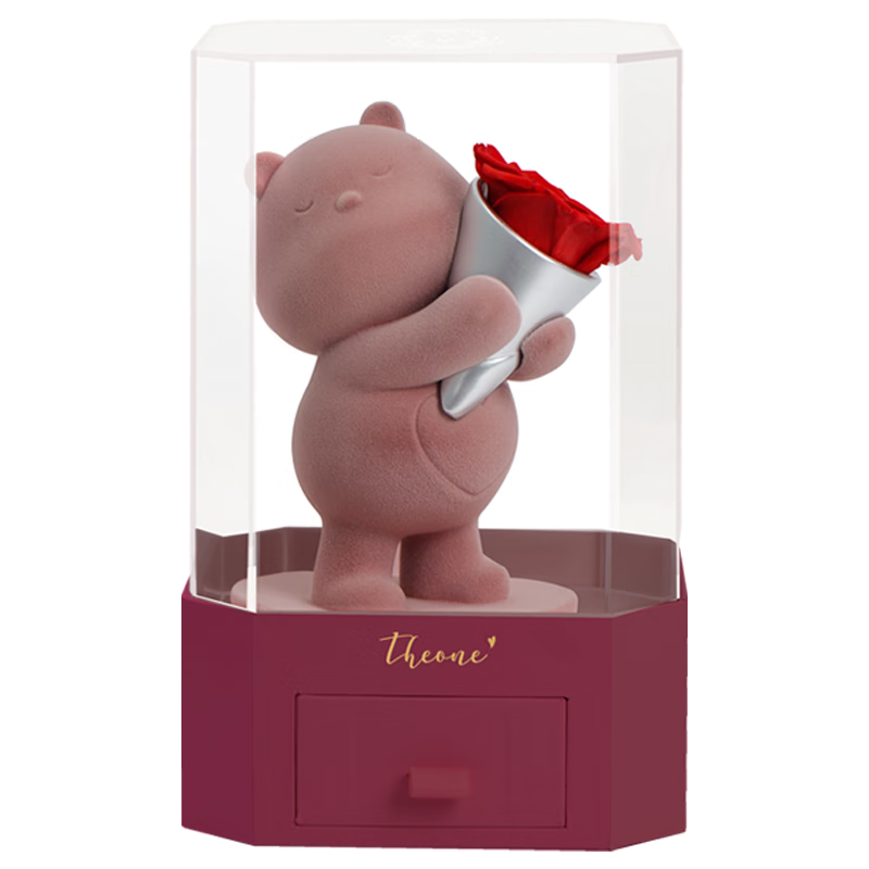 唯憶新年情人節(jié)禮物永生花告白求婚玫瑰熊首飾禮盒裝飾生日禮物送女生