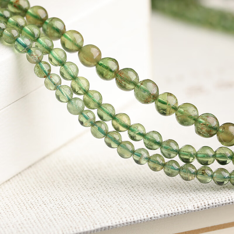 天然水晶绿磷灰石三圈手链4.