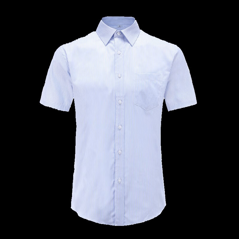 广发银行行服衬衫 2022广东发展男衬衫 上班休闲蓝条纹长短袖 白双蓝