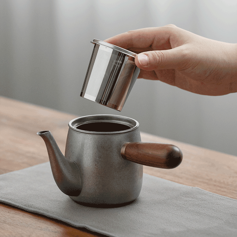 帝国(Diguo)旅行茶具套装户外便携泡茶壶不锈钢复古功夫茶具茶水分离送礼礼物 银色套装