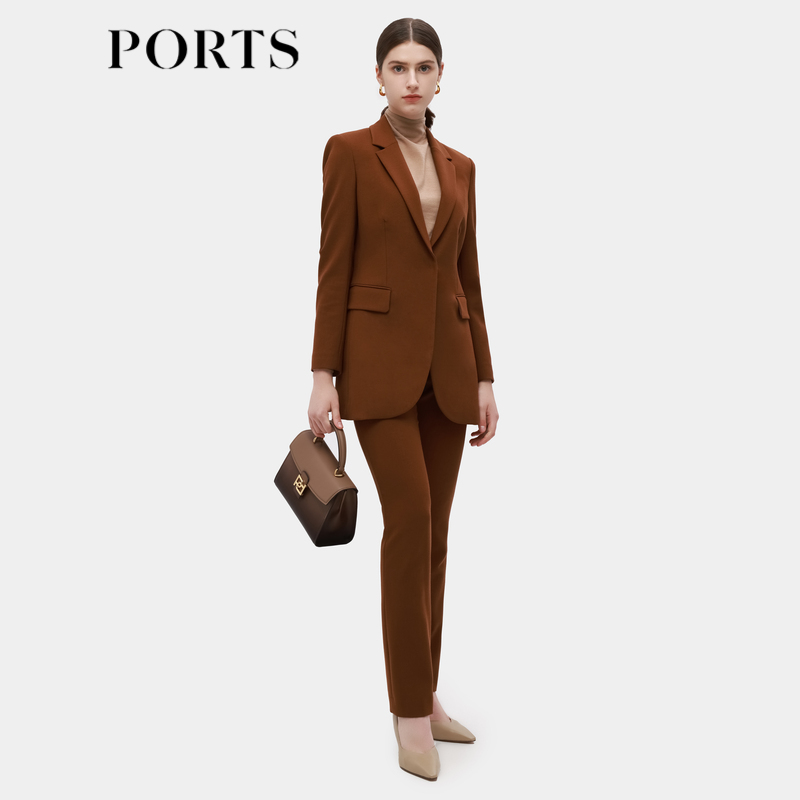 PORTS宝姿女装2022秋季新款OL商务通勤女士西装ALD9J003QWF117 BURLY WOOD 6
