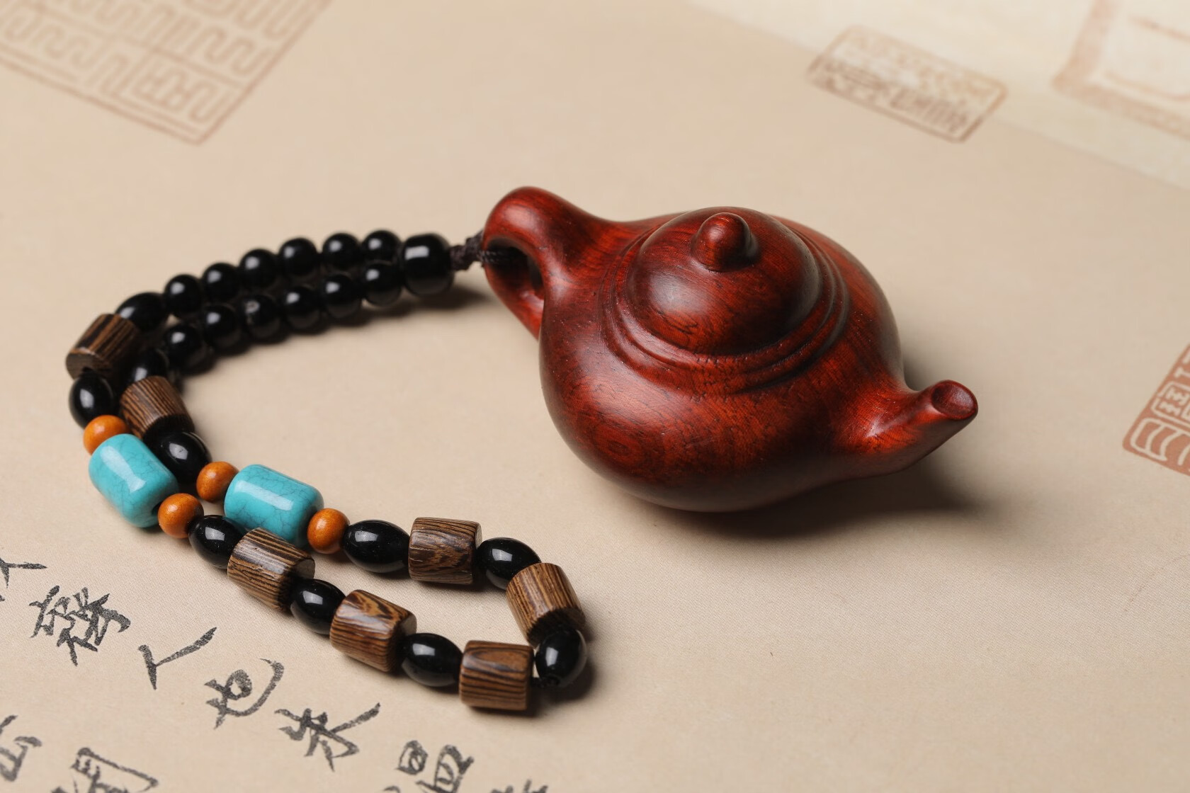 渺帆香椿木茶壶正宗把把壶手把件精雕盘玩挂件檀木文玩工艺品 把把壶