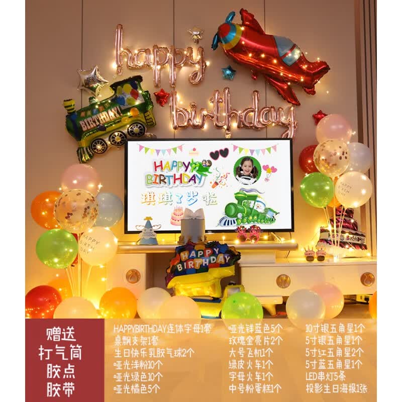 2岁生日布置男孩生日气球装饰男孩太空人主题宝宝派对投屏卡通气球儿童一周岁场景布置 投屏生日海报电视墙套餐21+灯属于什么档次？