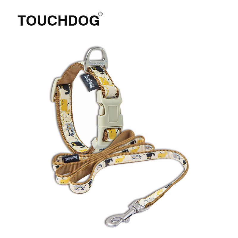 Touchdog它它遛狗牵引绳胸背项圈脖圈中小型犬比熊泰迪狗绳 TDLC00078A脖圈 S-15MM（适合5-15斤以下）