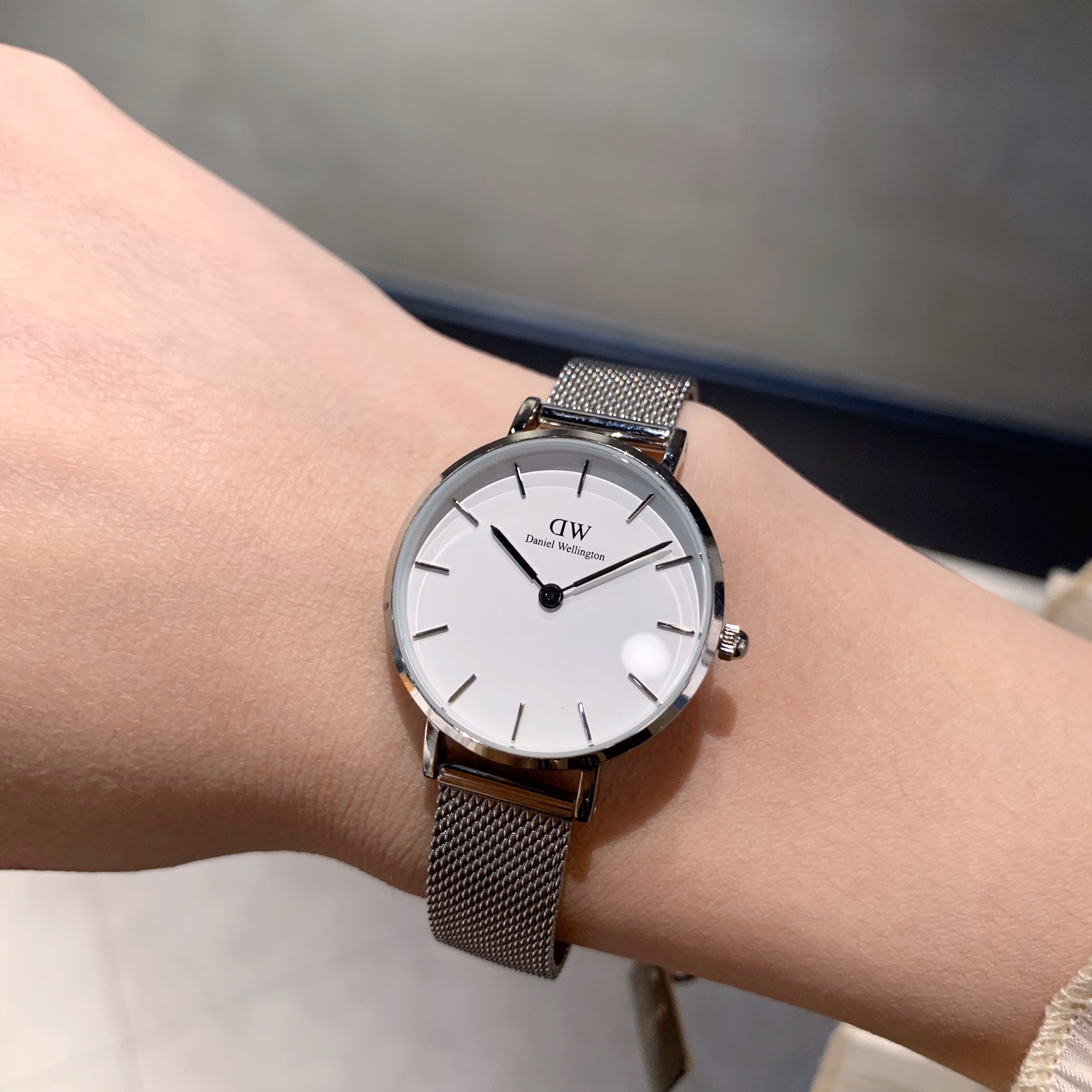 同款dw手表男女时尚简约欧美腕表dw钢带款 玫瑰金白盘28mm
