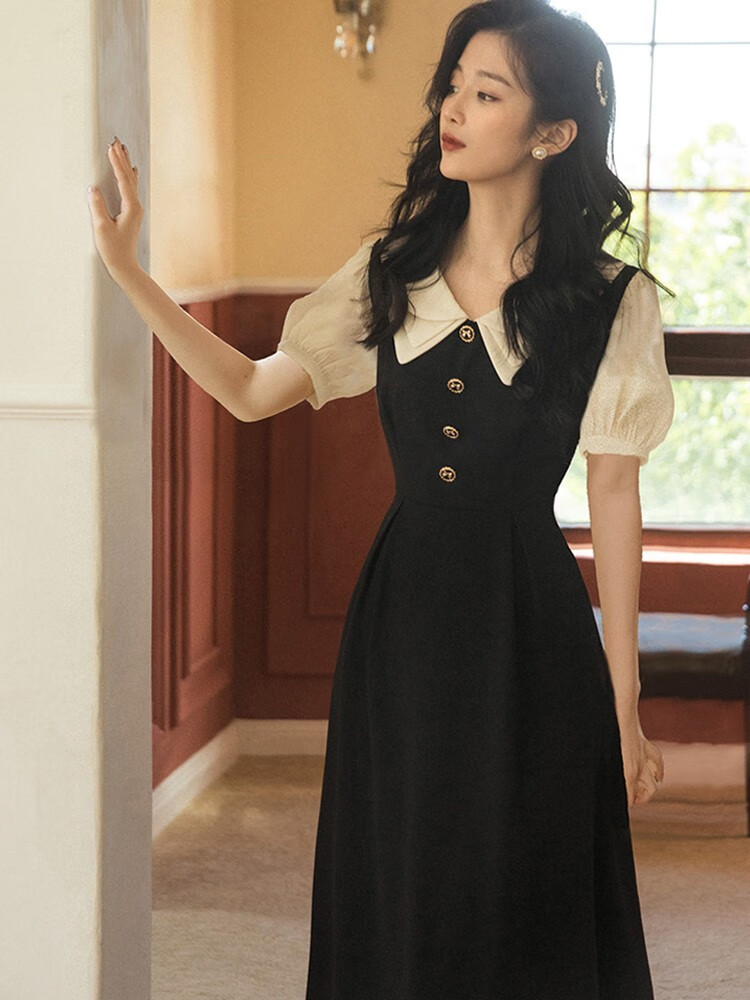 款式一_duan袖黑色连衣裙_ s