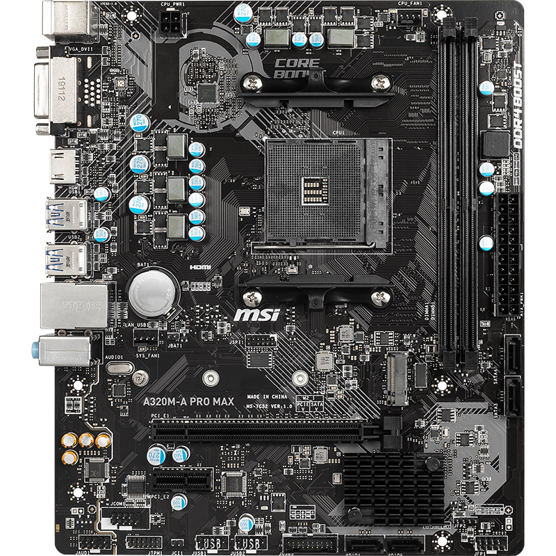 微星（MSI）A320M-A PRO MAX主板 支持2200G/2400G CPU (AMD A320/Socket AM4)
