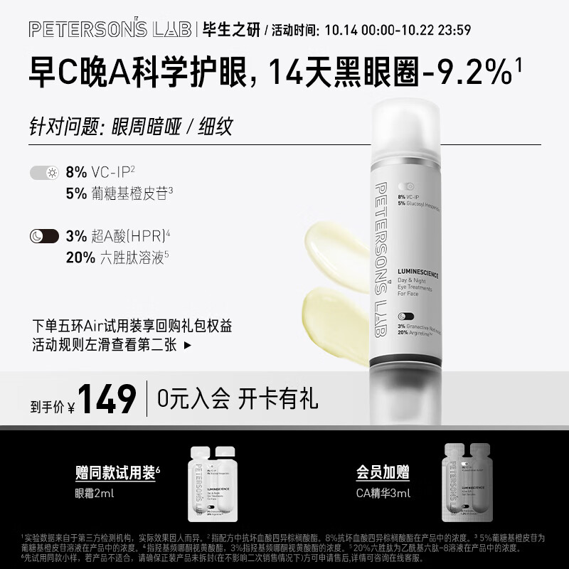 毕生之研早C晚A眼霜20ml全脸淡纹A醇视黄醇咖啡因紧致眼部精华生日礼物怎么样,好用不?