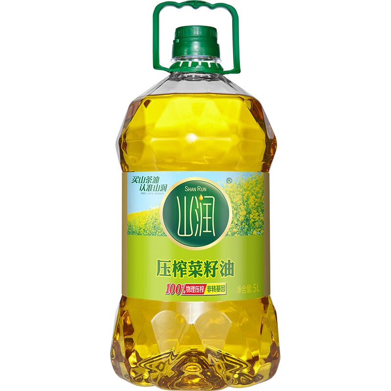 山润压榨菜籽油5L 湖南菜油 非转基因 家庭装 5L/瓶