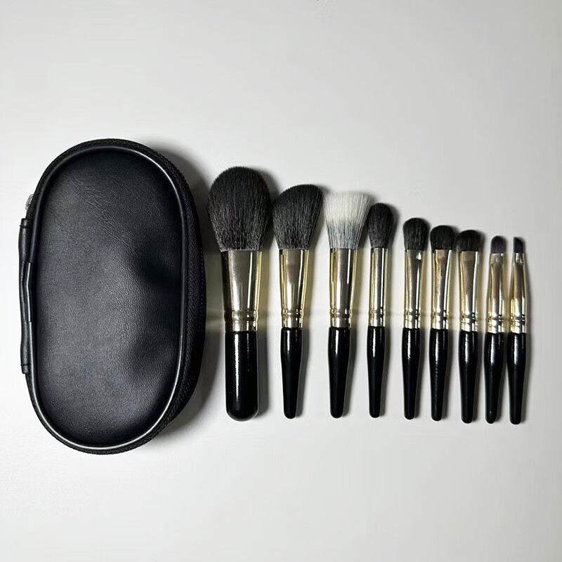 YAHLIGS新款迷你化妆刷9支套装MINI随身便携旅行套装新手初学者化妆刷 9支黑色实木化妆刷 1件