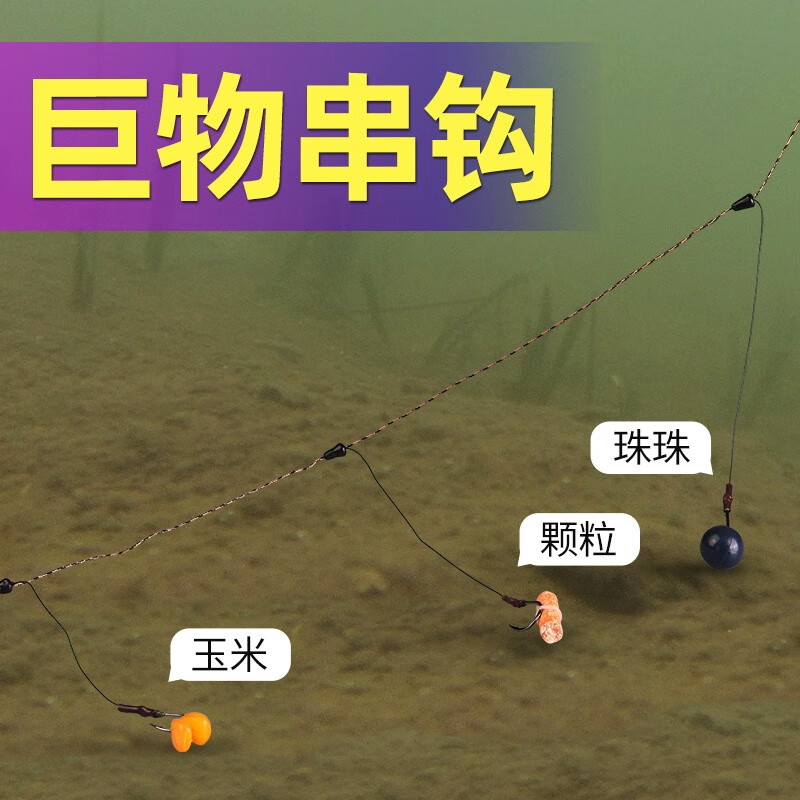 挺派(tingpai) 大物串钩钓组套装大物欧式钓组反底钓组海竿抛竿鲤草青