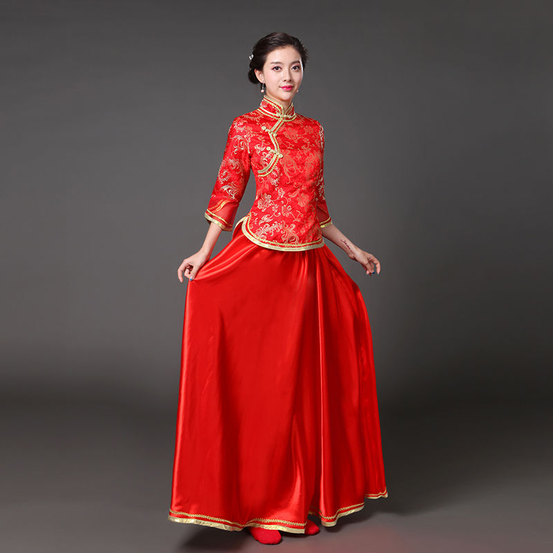 新娘龙凤褂民国风复古女装中国风演出服舞蹈服古筝演出服小凤仙唐装
