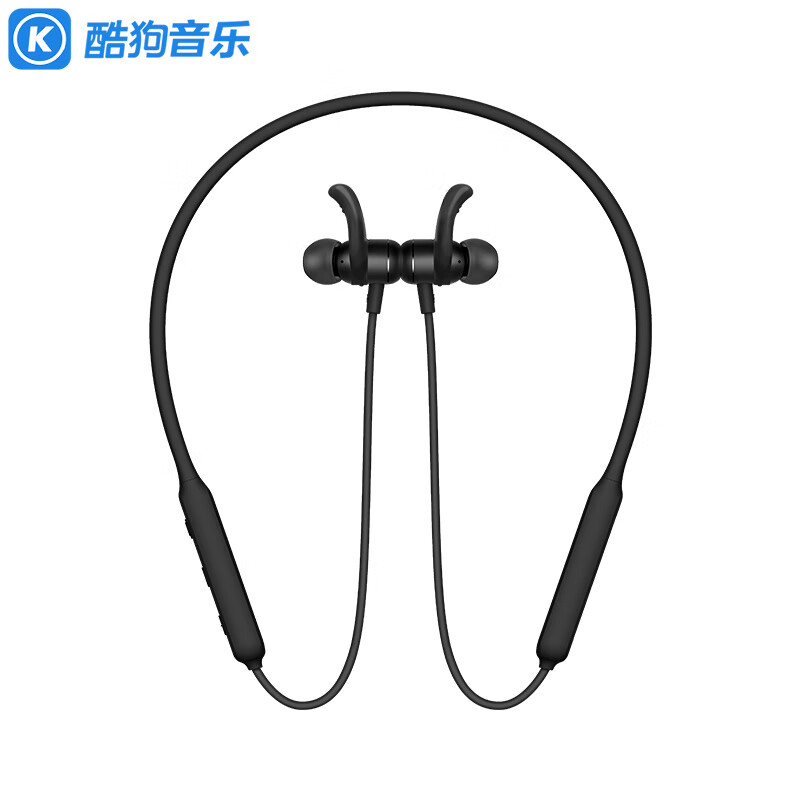 KUGOU 酷狗M3能量圈无线蓝牙耳机超长续航30h蓝牙5.0磁吸开关智能点歌颈挂脖式跑步运动 黑色