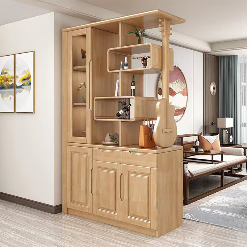 岳虎 实木酒柜隔断柜子双面玄关柜客厅屏风柜入户餐厅间厅柜装饰柜