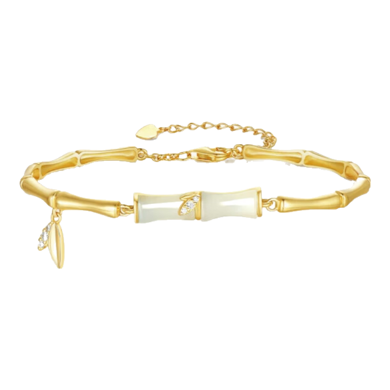 周大生生日礼物竹节和田玉手链轻奢新中式国风银手链送老婆