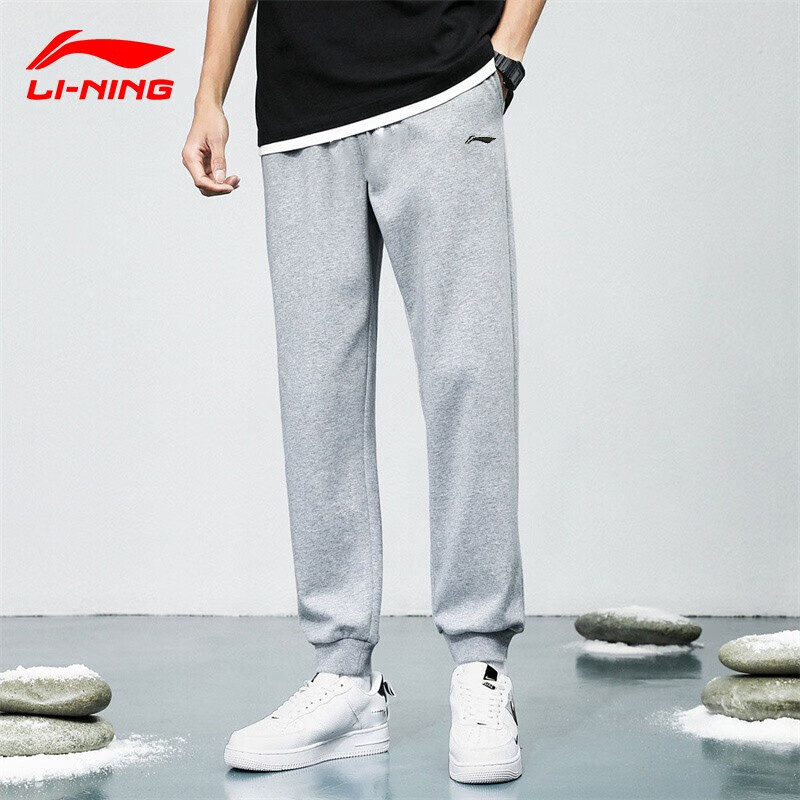 李宁(li-ning)运动裤男卫裤春秋款收口束脚裤子棉跑步大码宽松休闲裤