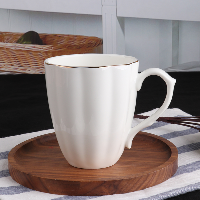 錦鳯锦凤骨瓷咖啡杯碟景德镇欧式简约咖啡套具矮 咖啡杯一杯一碟1勺 金边南瓜杯单只