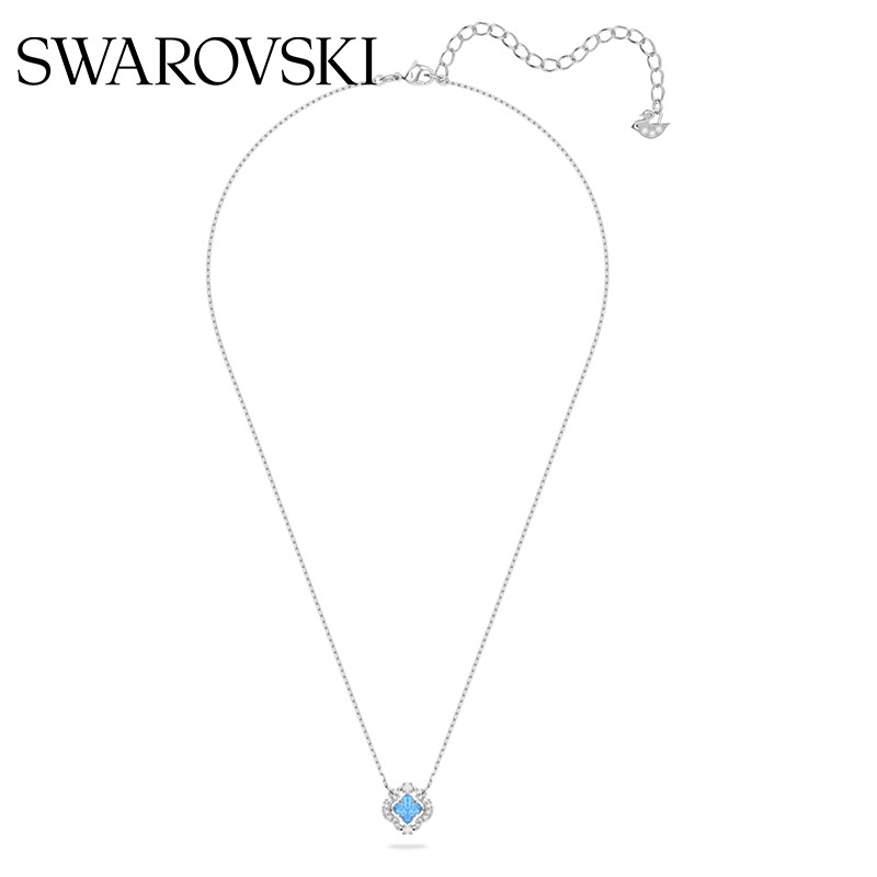 施华洛世奇(SWAROVSKI)【生日礼物】Una项链女吊坠轻奢小众高级感送女友女 湖水蓝 跳动的心-四叶草5642927