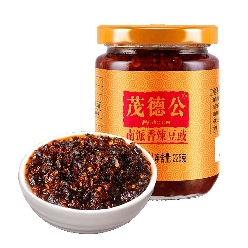 茂德公(Modocom)香辣豆豉辣椒醬豆瓣醬黃大豆下飯醬拌面拌飯醬 【香辣豆豉】225G