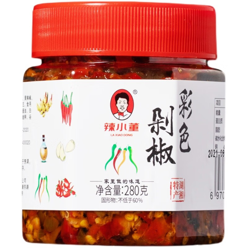 辣小董彩色剁椒湖南彩椒醬剁椒下飯菜辣椒醬剁椒蒸魚(yú)頭醬 彩椒醬 280g*4瓶