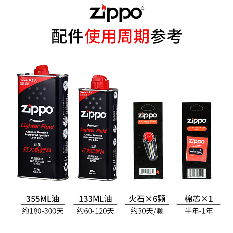 华酷打火机防风煤油燃料芝宝ZP清洁燃料火石棉芯配件 133ml