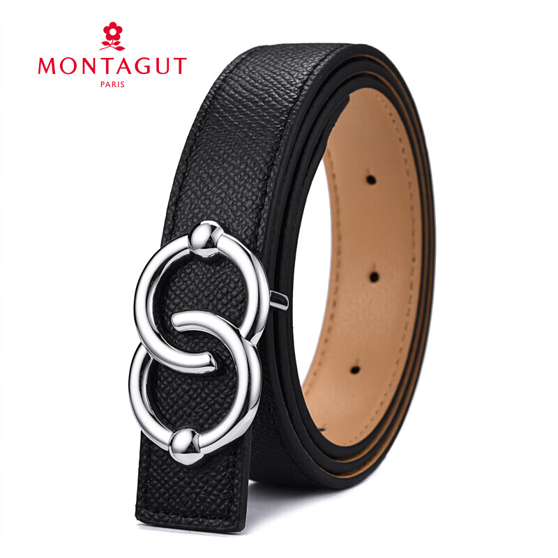 梦特娇(montagut)皮带女牛皮时尚板扣皮带简约装饰细腰带r263223011a