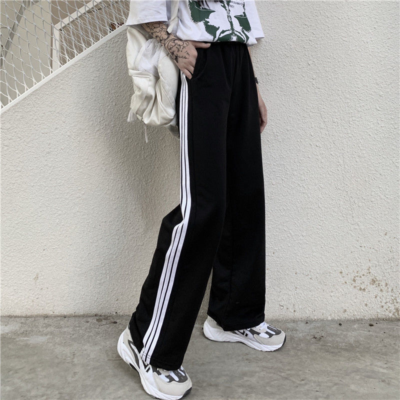 微胖女生裤子宽松学生200斤大码女装300斤夏季韩版阔腿裤女显 黑色 l