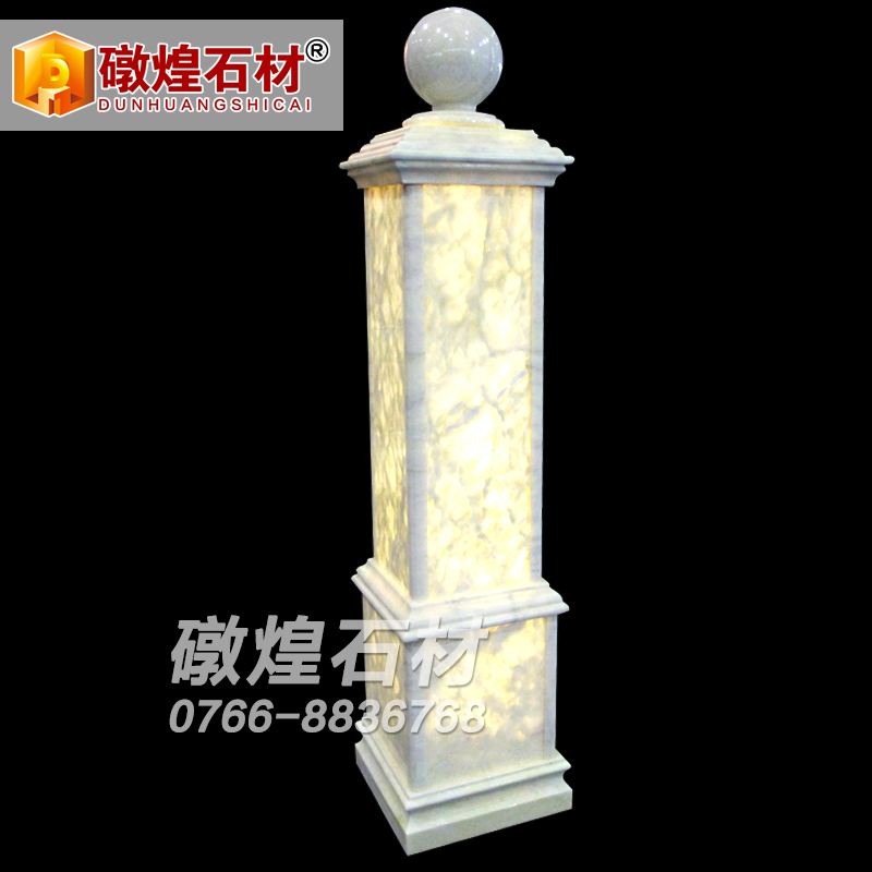 定制 楼梯柱将军柱栏杆柱大理石楼梯扶手透光柱灯饰柱装饰柱款02 砖雕