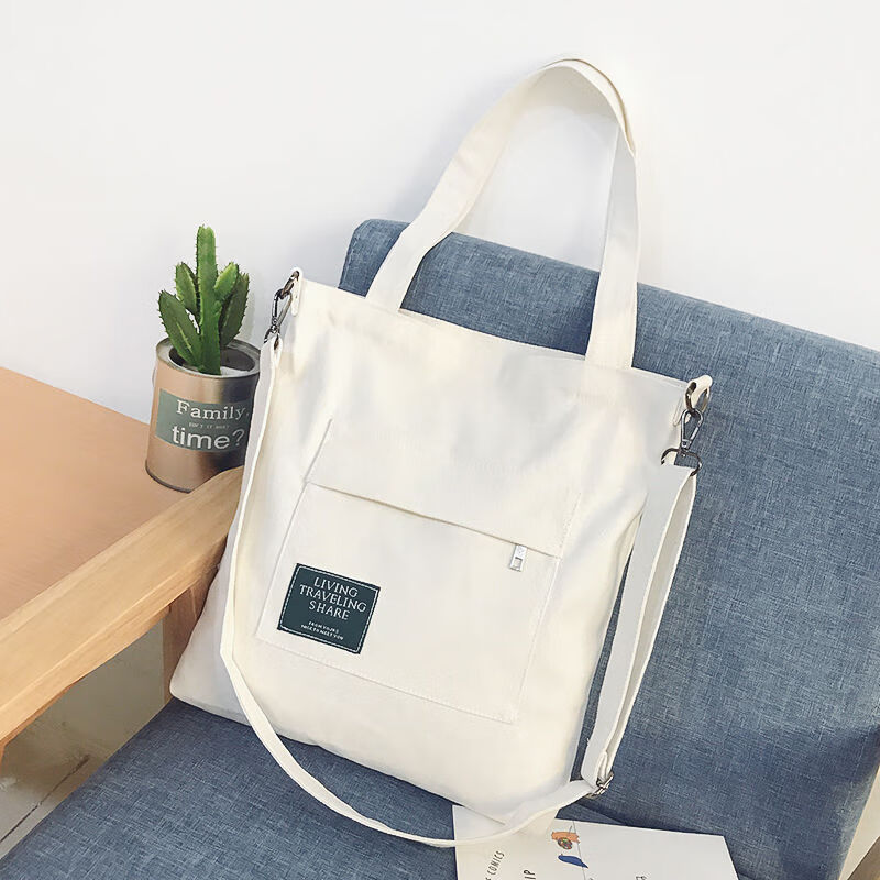 吉洛巧学生中生布包ins斜挎包百搭大容量手提帆布袋 lv白色