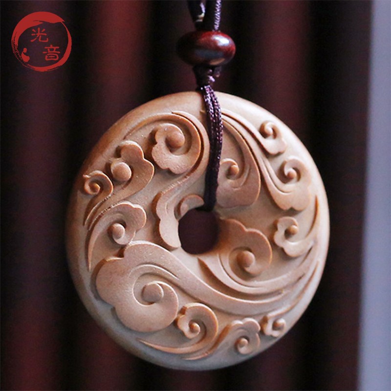 光音 印度老山檀香吊坠 高密老料【云纹】檀香木手工雕刻挂坠木质项坠