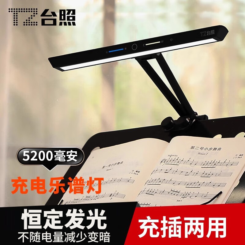 台照 LED乐谱架灯充电夹式曲谱架练琴专用谱灯大容量电池高亮看谱灯 典雅黑