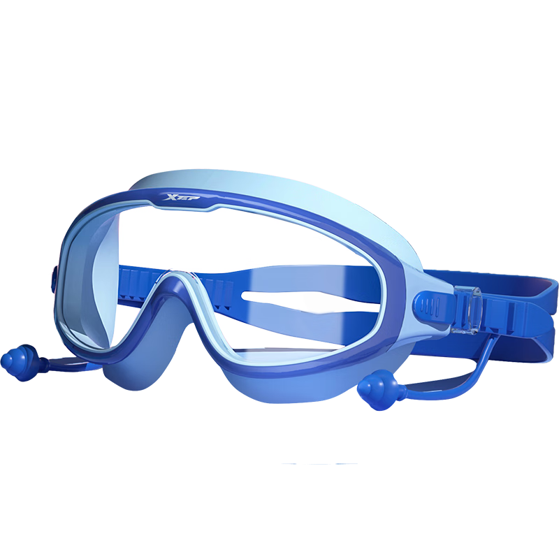 特步(XTEP)兒童泳鏡泳帽男童女童高清防霧防水專業(yè)近視大框游泳眼鏡潛水裝備 櫻花粉+耳塞鼻夾 平光無近視