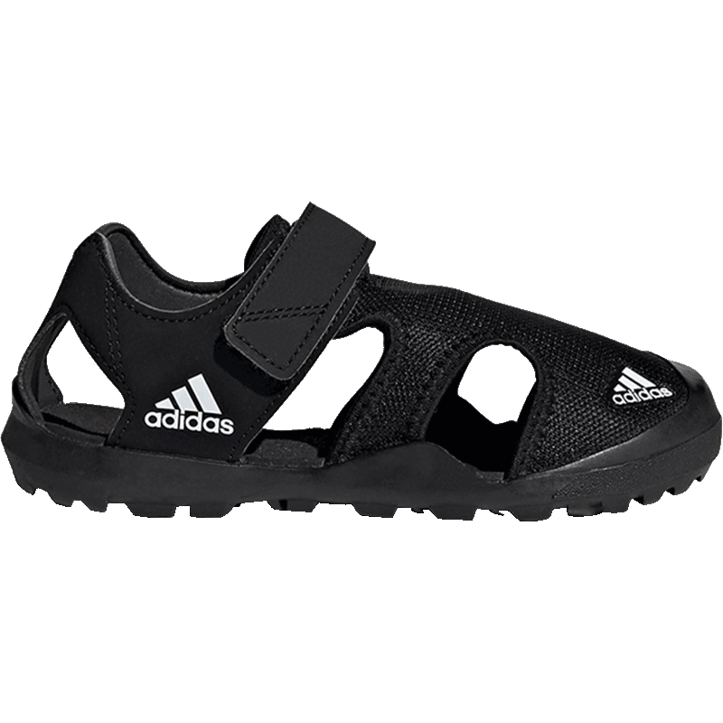 阿迪达斯官网童鞋夏新款男小童中大童魔术贴户外运动包头凉鞋黑色沙滩