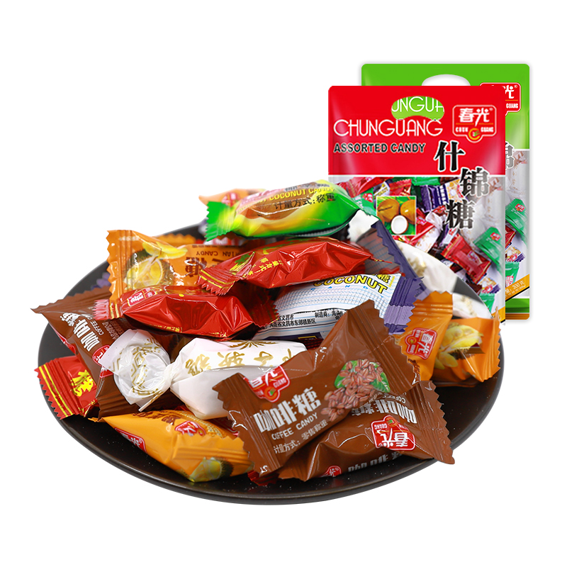 春光 海南特产什锦糖300gx2袋椰子糖榴莲糖咖啡糖等多口味软硬水果糖