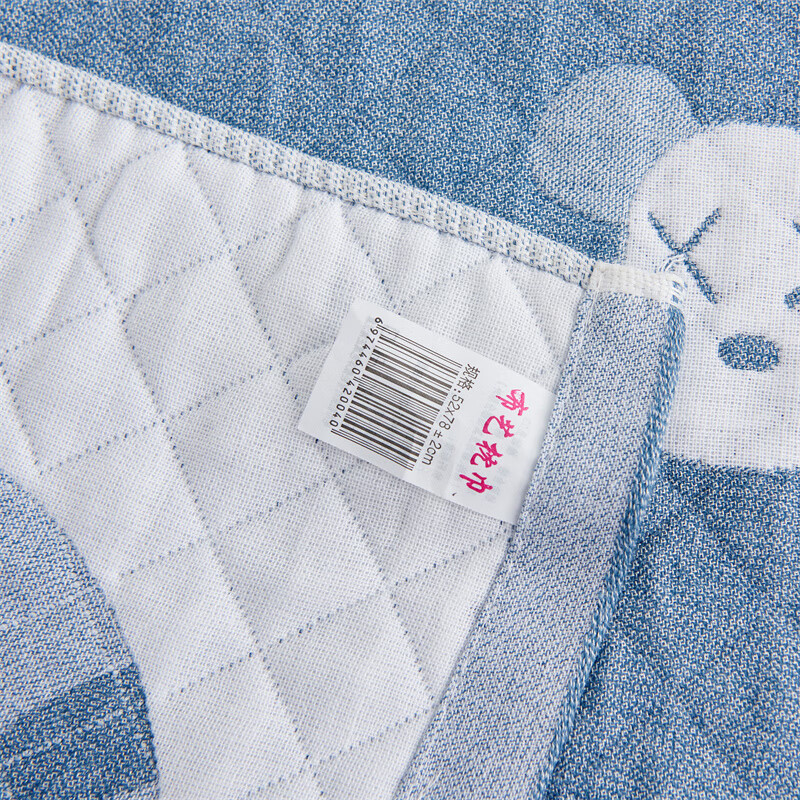 多兰诗（Duolanshi）原棉纱枕巾一对装 加大加厚卡通风简约吸汗透气柔软四季枕罩枕巾 暴力熊蓝 52cm*78cm 枕巾【一对装】