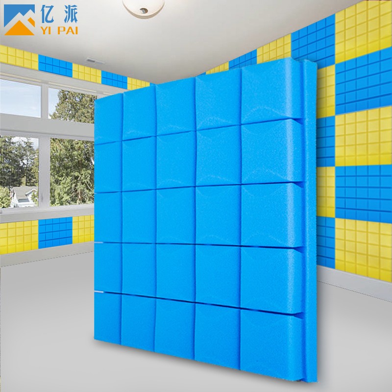 墙体自粘 吸音棉室内琴鼓房隔音板隔音门ktv消音海绵材料 蘑菇头蓝色