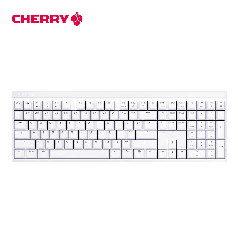 樱桃（CHERRY）MX2.0S 无线键盘 G80-3824LUAEU-0 机械键盘 蓝牙键盘 三模游戏键盘  白色 黑轴