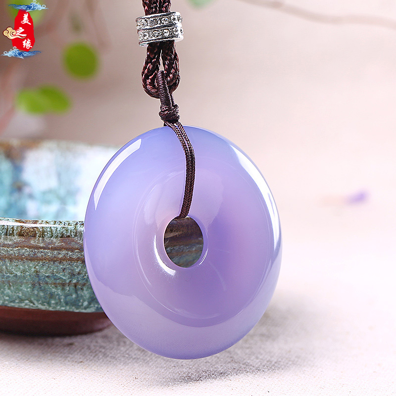 卡古兰 平安扣玉髓吊坠冰种紫玉髓平安扣怀古平安男女玉石玛瑙挂件玉