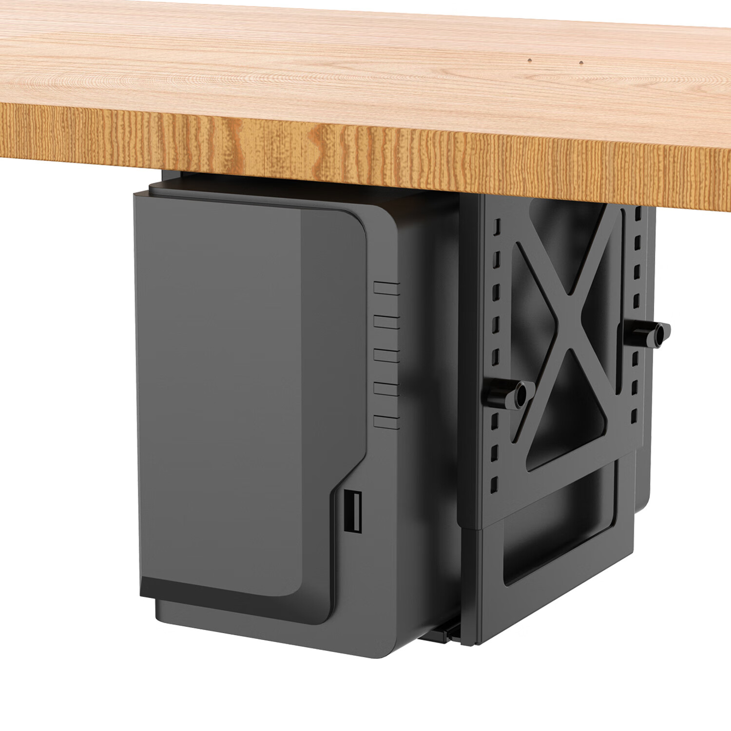 美易支高度可调节NAS电脑机箱主机桌下挂架金属支架散热网络存储器群晖戴尔带螺丝安装模板承重10公斤 黑色-10-20cm高度DX-02